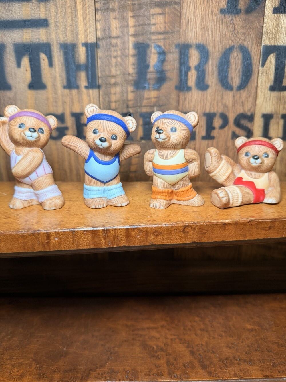 Vintage HOMCO Work-out Bears Leg Warmers Headbands Set Of 4 80's #1448